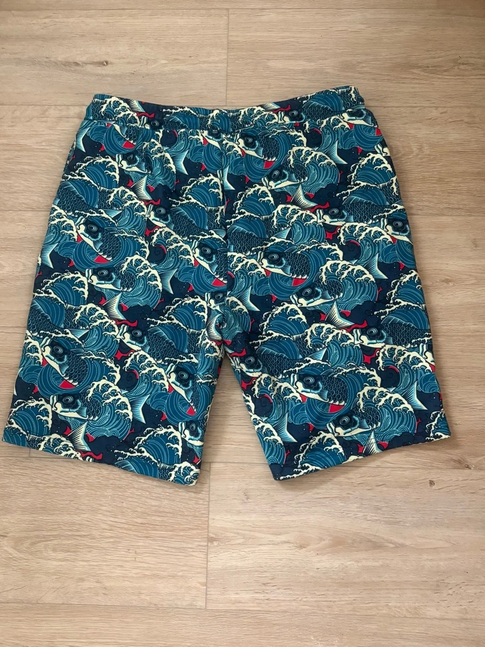 WESC Zack Koi Fish Wave Print Swim Trunks Size XXL